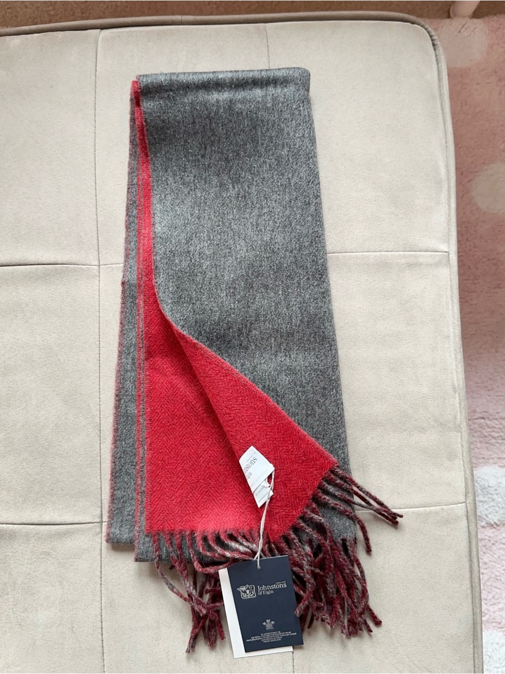 Johnstons of Elgin Contrast Reversible Cashmere Scarf